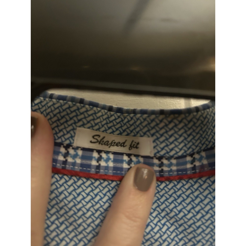 Bugatchi Button Down Shirt Mens Size XL Blue Plaid Flip Cuff NO Size Tag - Picture 3 of 11